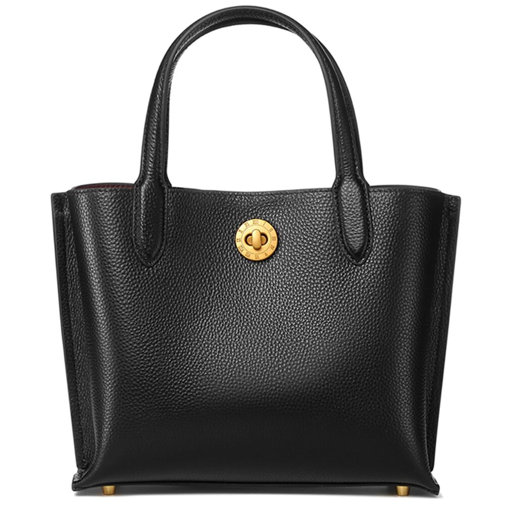 2817 Leather Tote Bag Top Handle Handbags Medium Size Purses Black Satchel